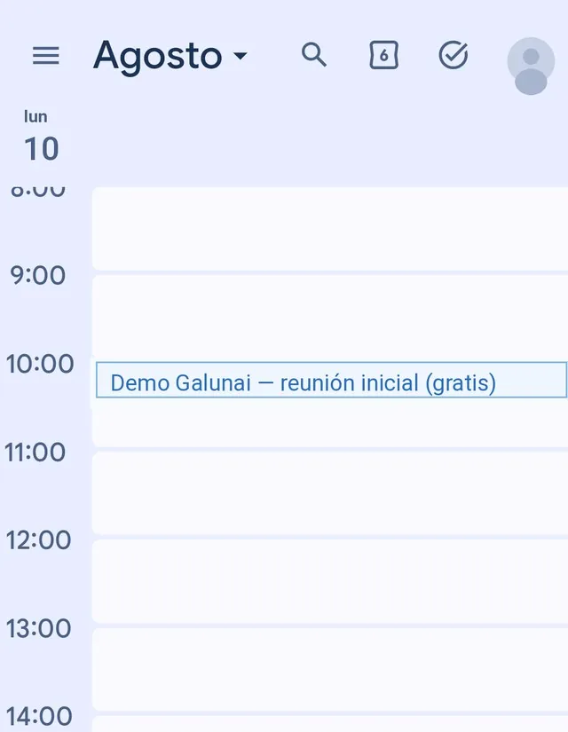 La cita creada por el asistente ocupa su hueco en la agenda real, el lunes 10 a las 10:00
